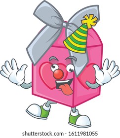 Funny Clown love gift pink cartoon character mascot design