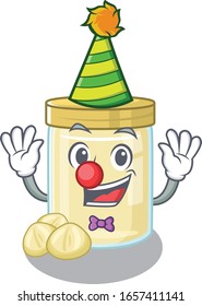 Funny Clown macadamia nut butter cartoon character mascot design