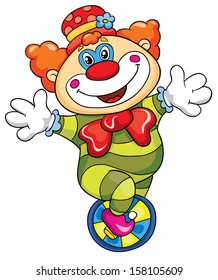 Funny clown on a white background, vector illustration