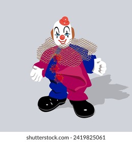 Funny clown on white background. Vector object