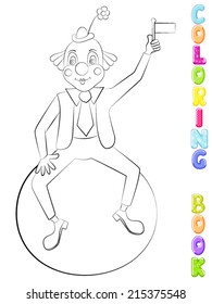 Funny clown over ball