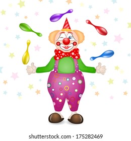 Funny clown over star background