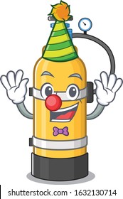 Funny Clown oxygen cylinder cartoon character mascot design
