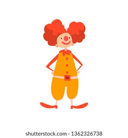 Funny Clown Performing in Circus Show Cartoon Vector Illustration