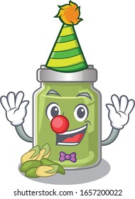 Funny Clown pistachio butter cartoon character mascot design