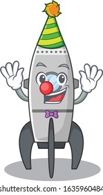 Funny Clown rocket cartoon character mascot design