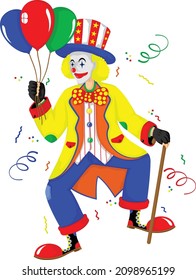 funny clown with rubber balloon