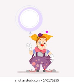 Funny clown showing thinking bubble