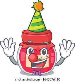 Funny Clown strawberry jam cartoon character mascot design