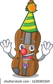 Funny Clown violin cartoon character mascot design