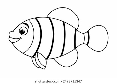 Funny Clownfish Vector Illustration Cartoon Clipart And Line Art Design, Cute and funny clownfish vector illustration in cartoon style with white background.