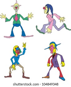 Funny Clowns. Set of Color Vector Illustrations. Sports.