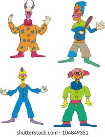 Funny Clowns. Set of Color Vector Illustrations. Sports.