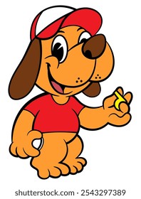 Funny Coach Dog cartoon characters wearing cap, carrying a whistle and stopwatch. Best for sticker, logo, and mascot with athletics themes for kids