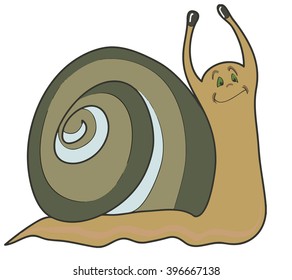 Funny cochlea isolated on white background, vector illustration