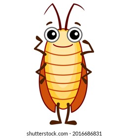 Funny Cockroach. Insect In A Cartoon Style