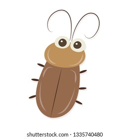 Funny cockroach vector cartoon. Pastel cockroach cartoon isolated on white background. A fat cockroach. 