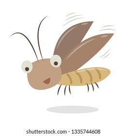 Funny Cockroach Vector Cartoon. Pastel Cockroach Cartoon Isolated On White Background. Flying Cockroach.