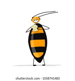 Funny cockroach for your design