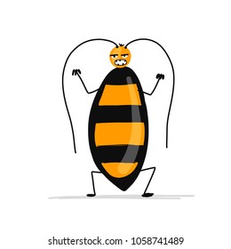 Funny cockroach for your design