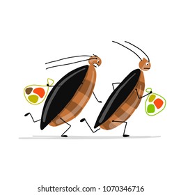 Funny cockroaches for your design