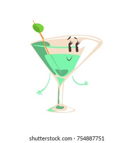 Caricatura divertida de cócteles, elemento para menú de café, restaurante, comida infantil, vector Ilustración