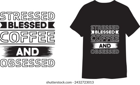 Lustiges Kaffee-Bundle, Kaffee-Zitat, trendiges Kaffee-T-Shirt, T-Shirt-Vorlage, Hemd-Design, schwarzes T-Shirt, Vintage-Schriftzug, Motivationszitate, Mock-up
