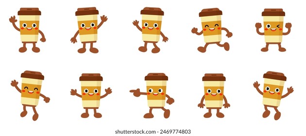 Funny Coffee cup Cartoon. Take away coffee