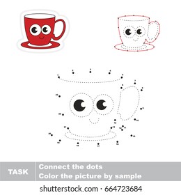 Funny Coffee Cup. Dot to dot educational game for kids.