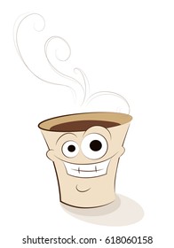 Funny coffee cup. Isolated
