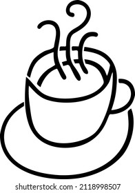 Funny coffee cup for morning caffeine kick. Black and white vector design illustration.