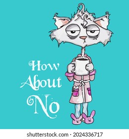 funny coffee drinking cat illustration idea two tone design vector illustration for use in design and print wall art poster canvas