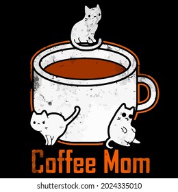 funny coffee mom with cat design vector illustration for use in design and print wall art poster canvas