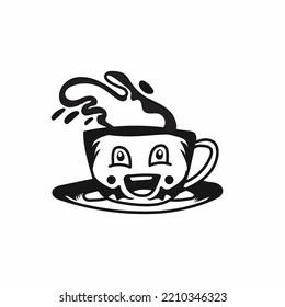 Funny Coffee Mug Vector Illustration On White Background