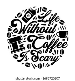 Funny Coffee Quote and Saying. Life without coffee is scary