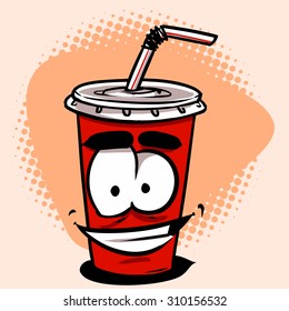 Funny cola or soda cartoon character