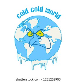 funny cold world vector illustration can be used as t-shirt design