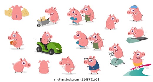 funny collection of a cartoon pig