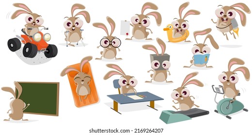 funny collection of a cartoon rabbit