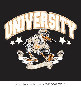 funny college design with mascot