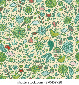 Funny color doodle seamless pattern.