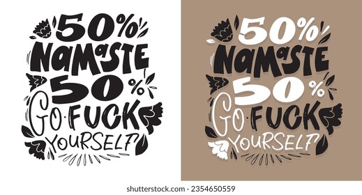 Funny color hand drawn doodle lettering postcard. T-shirt design, mug print, bag print, doodle template print.