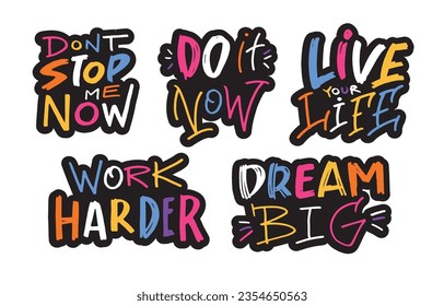 Funny color hand drawn doodle lettering postcard. T-shirt design, mug print, bag print, doodle template print.