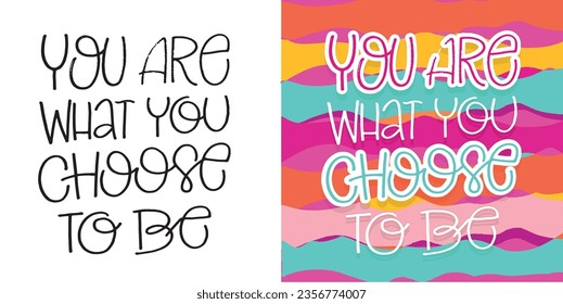 Funny color hand drawn doodle lettering postcard. T-shirt design, mug print, bag print, doodle template print.