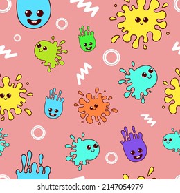 Funny colored blots. Endless seamless pattern. Vector illustration.