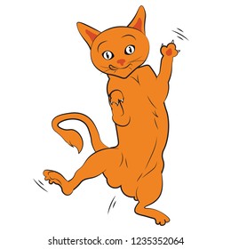 funny colored illustration of a cat jumping dancing happy joyful animal