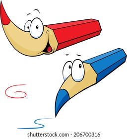 funny colored pencils cartoon 