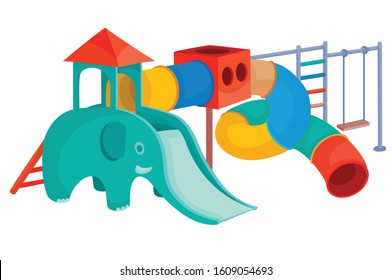 funny colored playground for games, isolated object on a white background