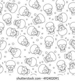 Funny colored skull seamless pattern, dulce muerte, vector illustration