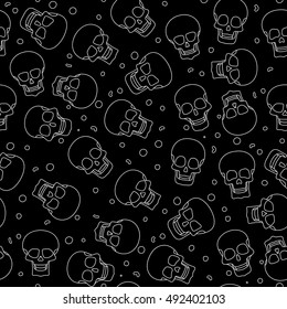 Funny colored skull seamless pattern, dulce muerte, vector illustration